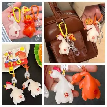 Cartoon Roast Duck Keyring Funny Roast Chicken Keychain Detect UV Color Change Duck Pendant Couple Duck
