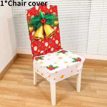 Cartoon Santa Christmas Claus Print Chair Covers Tablecloths Family Festivities Chair Cover A