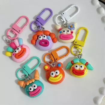 Cartoon Sausage Mouth Pendant Keychain Resin Funny Clown Big Mouth Keyring Couple Bag Hanging Decoration Accessories