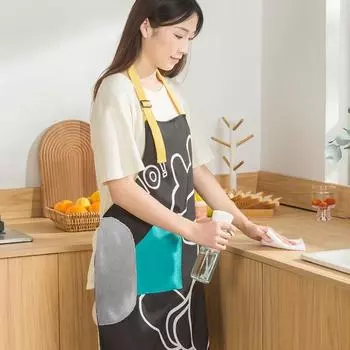 Cartoon Sleeveless Apron Oil-proof Cooking Apron Household Kitchen Apron Adult синий