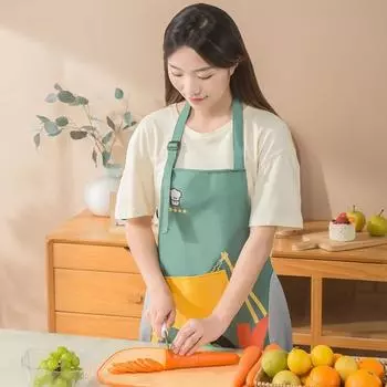 Cartoon Sleeveless Apron Waterproof Cooking Apron Durable Kitchen Apron Adult синий