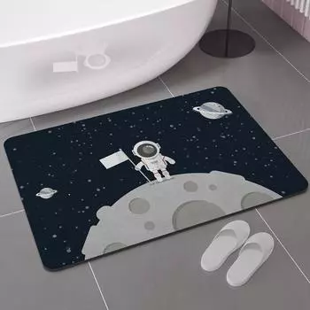 Cartoon Space Absorbent Bath Mat Anti-Slip Rubber Bathroom Mat Quick Dry Room Rug Carpet Entrance Doormat Shower Foot Mat 40cmx60cm