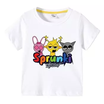 Cartoon Sprunki T Shirt Kids Incredibox Cotton T-shirts Toddler Girls Short Sleeve Tops Boys Summer Clothes Children s Clothing 110