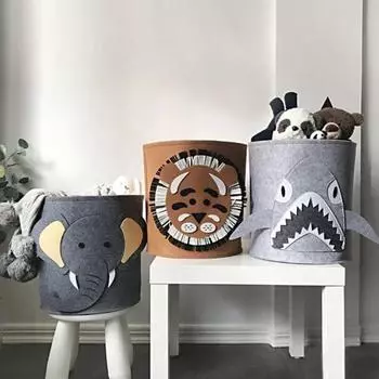 Cartoon Storage Basket Foldable Baby Toy Storage Bucket Clothes Shoes Washable Dirty Clothes Basket Home Storage Container
