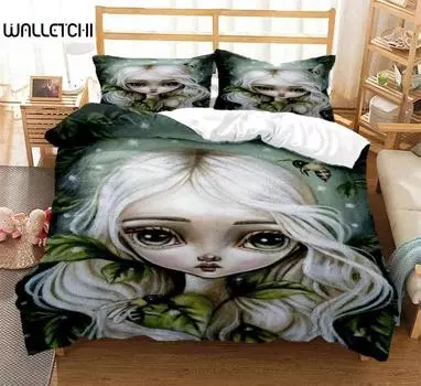 Cartoon Strange Doll Personalized Printing Soft And Comfortable Comforter Decorative 3 Piece Bedding Set with 2 Pillow Shams EU Single 135x200cm