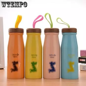 Cartoon Student Water Bottle Lovely Milk Bottle Children s Water Cup Stainless Steel Thermos Cup Water Bottle Travel Tea Mug Office Thermos Cup 420ML жёлтый