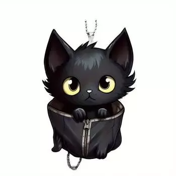 Cartoon Stylish Black Cat Acrylic Pendant Ideal For Car Enthusiasts Decoration