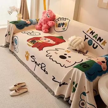 Чехол для дивана в виде милой принцессы из мультфильма для девочек, полотенце Four Seasons, универсальное для украшения гостиной, подушка для дивана 90x90cm 1pcs