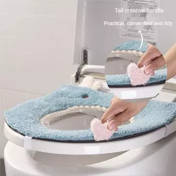 Cartoon Toilet Cushion Autumn and Winter Thickened Warm Toilet Cushion Household Washable Toilet Cushion Portable Toilet Cover