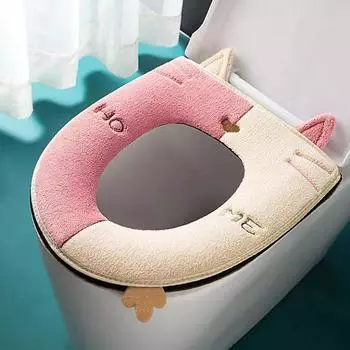 Cartoon Toilet Seat Cover Winter Warm Soft Closestool Mat Washable Universal Toilet Cushion Thicken Plush Bathroom Aceesories