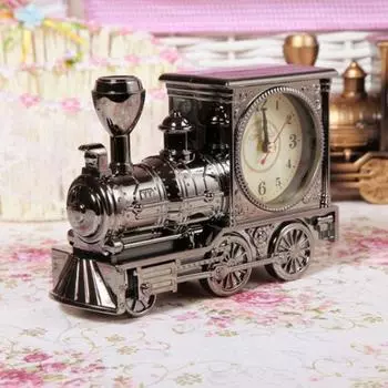 Cartoon Train Alarm Clock Plastic Desktop Clock Desk Sculpture Table Clock Home чёрный/золотой