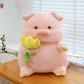 Cartoon Tulip Pig Plush Toy Cute Animal Doll Room Decoration Child Holiday Gift Flower,30 cm