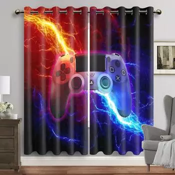 Cartoon Video Game Controller Playing Window Curtains, Bedroom, Living Room, Home Decor, Luxury Valance Curtains for Kitchen 1x50W60H(CM)&Hook