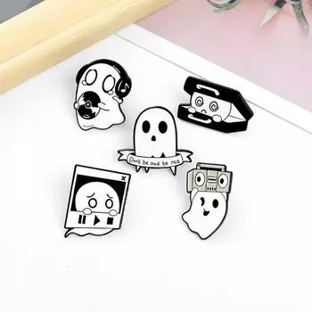 Cartoon White Ghost Pin Creative White Ghost Series Brooch Backpack 05