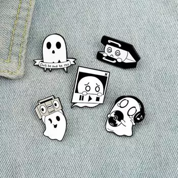 Cartoon White Ghost Pin Funny Ghost Ghost Series Brooch Backpack 05