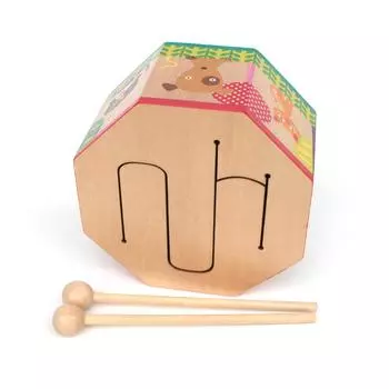 Мультяшный деревянный барабан 3-тональный Высокий Средний Низкий барабан Ручной барабан Экологически чистый деревянный восьмиугольный барабан разноцветный