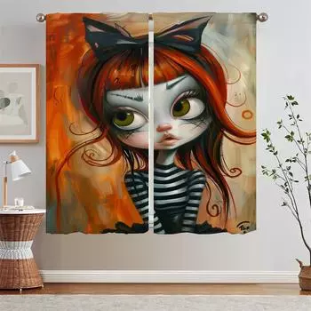 Cartoonist Butch Hartman Living Room Curtain Tiebacks Tulle in Kitchen Curtains Customs Free Shipping Products Blinds Curls the W50xH70cmx2pcs-CL