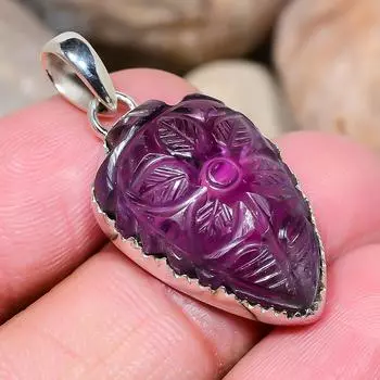 Carved Amethyst - Mashamba 925 Sterling Silver Pendant 1.56 SP1465-306