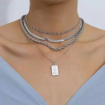 Carved Coin Multi Layer Twisted Jewelry Clavicle Chain Necklaces Pendants Fashion Accessories золотой