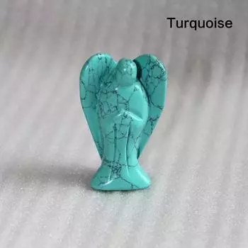 Carved Crystal Guardian Angel Figurine Pocket Stone Healing Craft 15 Statue Brilliant Turquoise