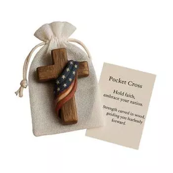 Carved Prayer Hand Pocket Hug with Inspirational Card Portable Wooden Patriotic Faith Token Decoration Christian Religious Gifts B
