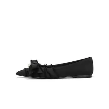 Carver daughter pointed bow pearl flat commuter shoes women s high heels wedding shoes 35