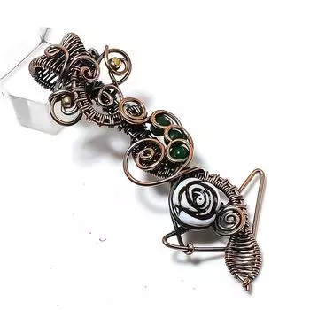 Carving Flower Gemstone Handmade Copper Wire Wrap Jewelry Pendant 2.88 B6F35