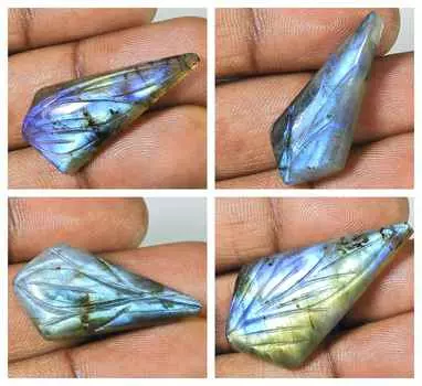 Carving Labradorite 4Pcs Fancy Cabochon Natural Loose Gemstone Lot 31-42MM LL-734