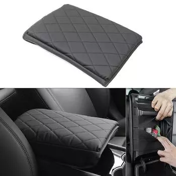 Carwiner Center Console Cover for Model 3 Model Y 2016 2017 2018 2019 2020 2024 2020 PU Leather Armrest Box Cushion Protector чёрный