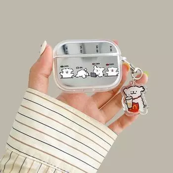 Case 2 Generation Mirror 3 Generation Silicone Pro Minimalist Cute Creative Second Generation Set All-Inclusive Drop-Resistant New Arrival Soft Case Apple Airpods 3 Time White Dog + White Dog Pendant