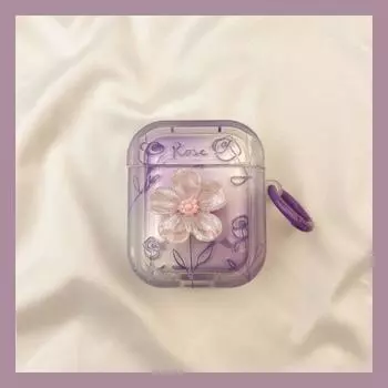 Case Airpod3 for Apple Pro Earphone Case Second Generation Wireless Bluetooth 1 Third Generation Aipods2 Generation Airpodpro Fifth Generation 5 4 AirPods 4 [Purple blooming line Flower] send Hook