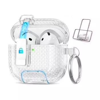 Case Airpodspro 2 Generation Earphone Case Bracket Protective Case Magnetic Anti-Lost Lock Earphone Sleeves Shatter Resistant Transparent Soft Shell Apple AirPods 4 Transparent