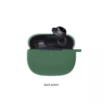 Case Bluetooth Headset Protective Case Silicone Integrated Soft Case One-Piece Cosmetics Bag Bubble Wrap Minimalist Drop-Resistant Box Cute Cartoon Redmi Buds 3 Youth Edition Dark green(Send hook)