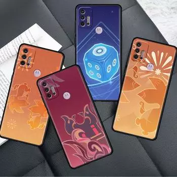 Case For Motorola G30 G60 G22 G9 Play G82 G52 G8 G9 G50 One Fusion Edge 20 Black Soft Phone Capas Genshin Impact Logo Moto G51 5G