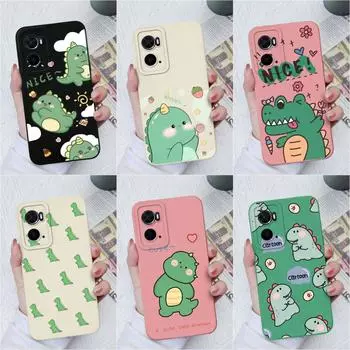 Case For OPPO A72 A78 A94 A91 A76 A73 A93 A8 AX7 Back Cover Cute Dinosaur Housing Shockproof Matte Soft Silicone Screen Protector Capa For OPPO Bumper OPPO A72