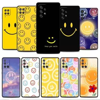 Case For Samsung Galaxy A52 A12 A32 A51 A21s A71 A13 A53 A22 A31 A72 A03 A02s A41 Black Phone Shell Smile Samsung A52 4G(5G)