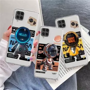 Case For Samsung Galaxy A52 A12 A51 A71 A32 A21s A22 A53 A23 A13 A03 A02 A41 A33 A11 A72 A73 Phone Cove Cartoon Astronaut Luxury Samsung A53 5G