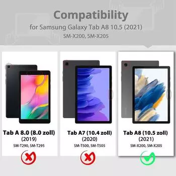 Чехол для планшета Samsung Galaxy Tab A8 2024 Чехол для планшета Samsung Tab A8 10.5 SM-X200/SM-X205 Вращающийся на 360 градусов кожаный чехол A8 10.5 SM-X200 X205 зелёный