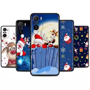 Case For Xiaomi Redmi Note 11 9S 10 9 8 7 9A 9C 9i K40 8T 10C 9T K50 Silicone Shell Cartoon Christmas Lovely Redmi K40 Pro