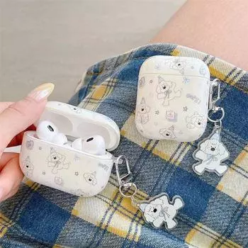 Case Fresh Artistic Airpods4 Apple Wireless Bluetooth Headset Case Three Generation Pro Shatter-resistant Box Five Generation Soft Case 1 Generation AirPods 4 Universal Blue Hat Dog [Single Shell]]