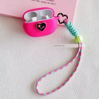 Case New One-Piece Non-Drop Cover Barbie Pink Spicy Wind Earphone Case Beats Studiobuds Noise Reduction Soft Drop-Resistant Anti-Separation Rope Beats Studio Buds