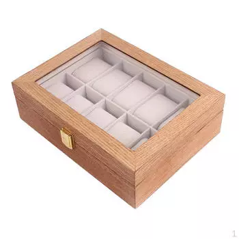 Case Organizer Display for Men Women, 10 Slots with Clear , 10.43 X 7.87 3.22inch Light Brown