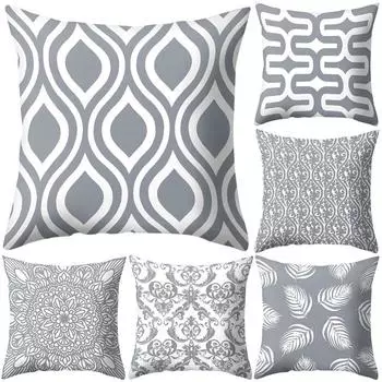 Case Pillow Case Pillow Cover Geometric Cushion Cover Cover Square Gray Throw Pillow Protector Bedding Articles Sofa Bed Pillow