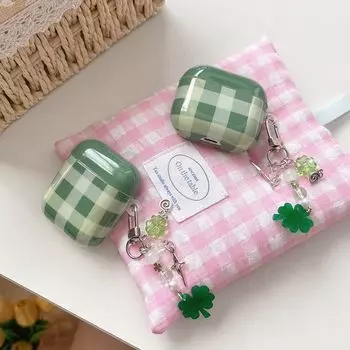 Case Pro2 Earphone Case Second and Third Generation Noise Reduction Version Third Generation Fourth Generation Korean Cute Minimalist Niche Style Apple Airpods Pro [Green Plaid] Pendant