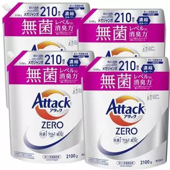 [case sales] attack zero the best cleaning power in the history of attack liquid. sterile level deodorizing power refill 2100g x 4 pieces