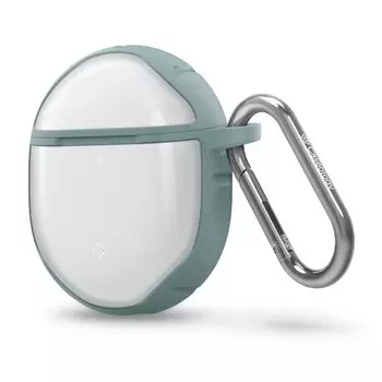 Caseology Чехол Pixel Buds Прозрачный TPU PC Bumper Buds Pro Чехол Carabiner Texture Бугристый Sage Green -