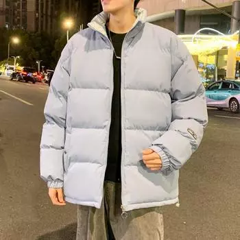 Куртка с воротником-стойкой и принтом кешью с двухсторонним узором, мужская зимняя уличная свободная и универсальная модная хлопковая куртка с хлопковой подкладкой M