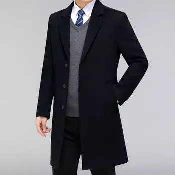 Cashmere Coat Men s Autumn and Winter New Style Mid-length Suit Collar Daddy Suit Middle-aged and Elderly Woolen Woolen Coat Top 170