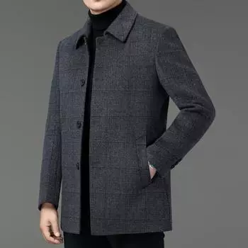 Кашемировое пальто мужское средней длины из двухсторонней шерсти деловое шерстяное пальто с лацканами для папы среднего возраста повседневный шерстяной топ 170