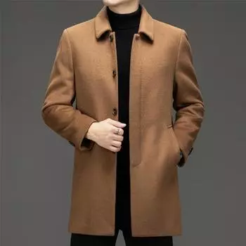Кашемировое пальто мужское средней длины зимнее пуховое пальто с лацканами для пап среднего возраста шерстяной шерстяной топ 170